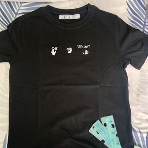 Off White Blue Design T-Shirt